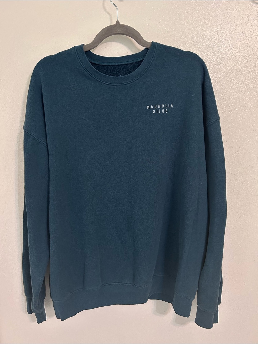 Magnolia Teal Crewneck Sweatshirt - Deep Teal Blue